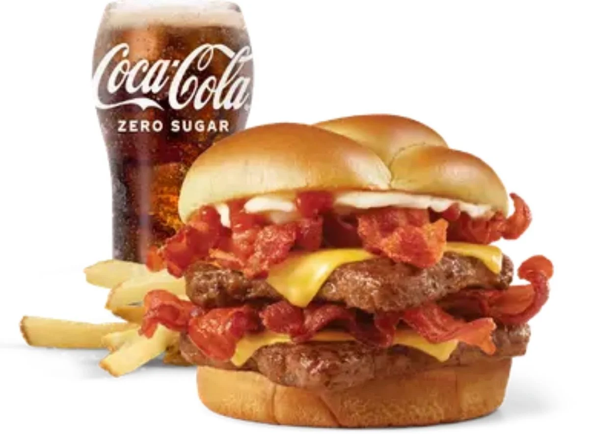 Wendy's Baconator Combo stacked with Applewood smoked bacon