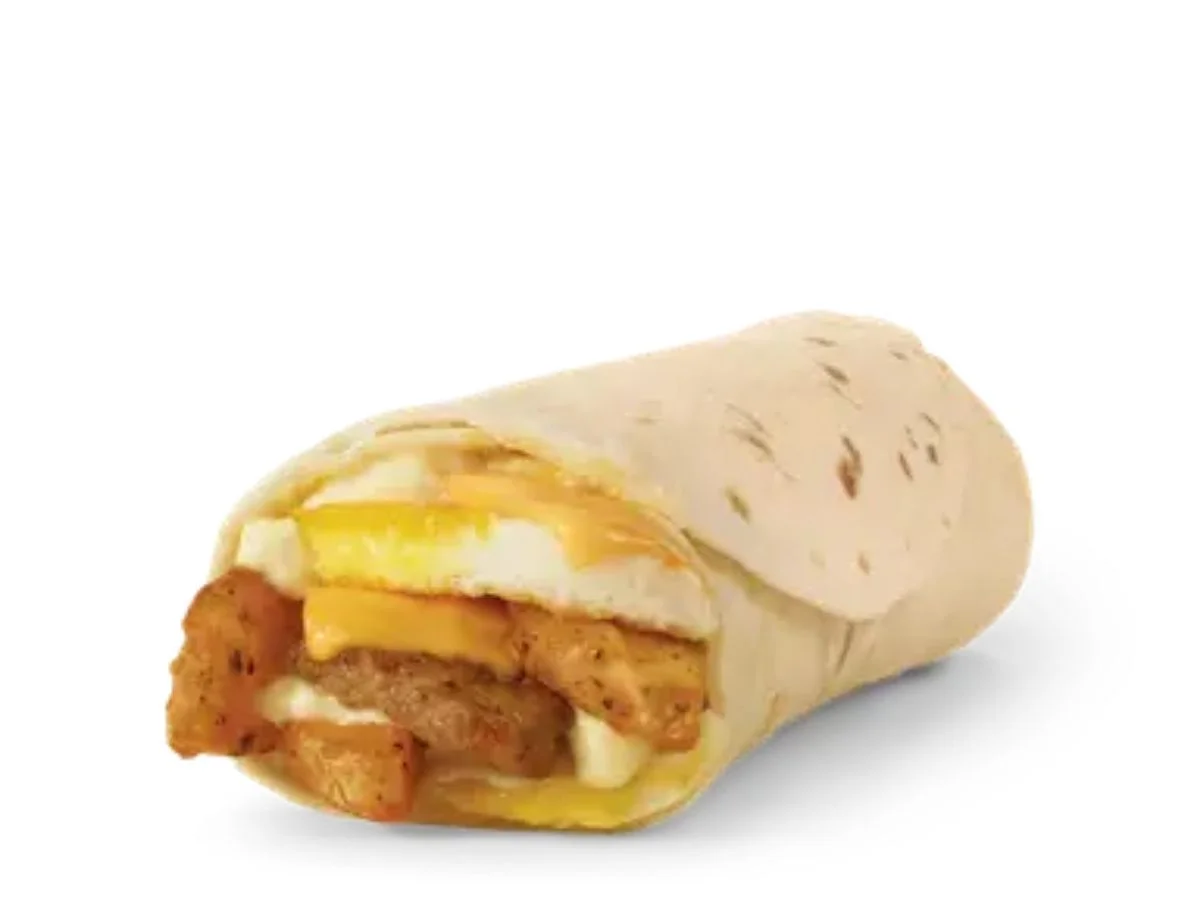 Wendy's Breakfast Burrito with Grilled Pork Sausage Grits