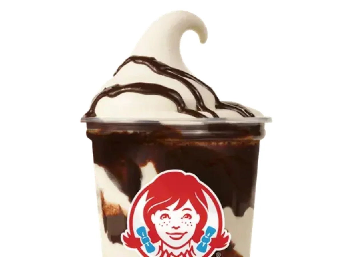 Wendy's Brownie Batter core mixed Vanilla Frosty Swirl presentation