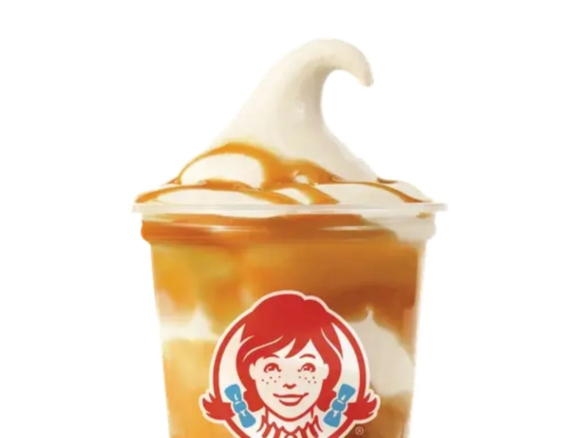 Wendy's Caramel Vanilla Frosty Swirl warm golden glaze option