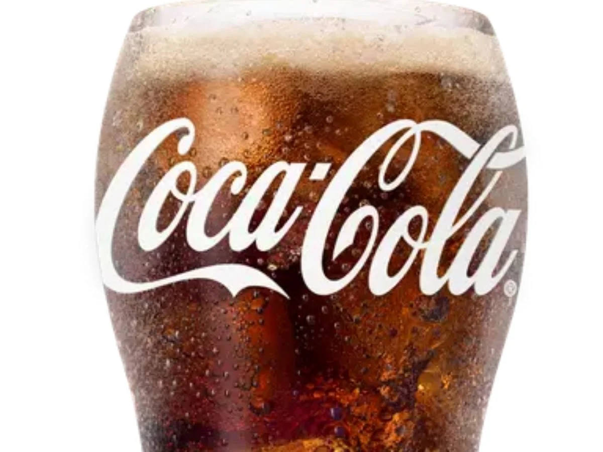 Ice-cold cup of authentic fountain Coca-Cola soda drink