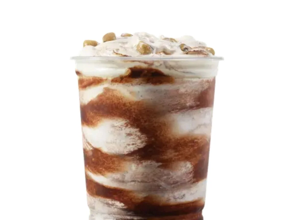 Wendy's Cookie Dough Frosty Fusion thick vanilla dessert bowl layout
