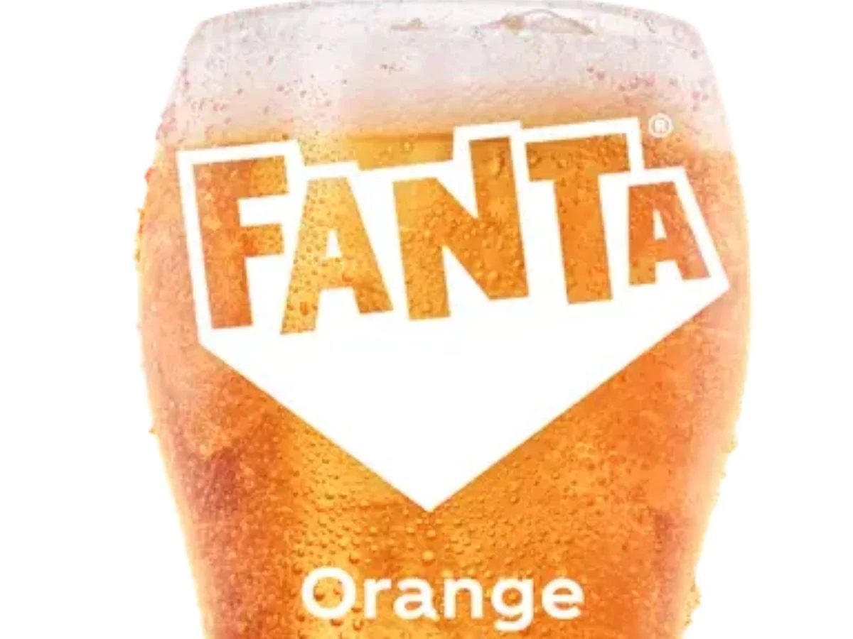 Bright orange carbonated Fanta fruit soda cup from the fountain menu