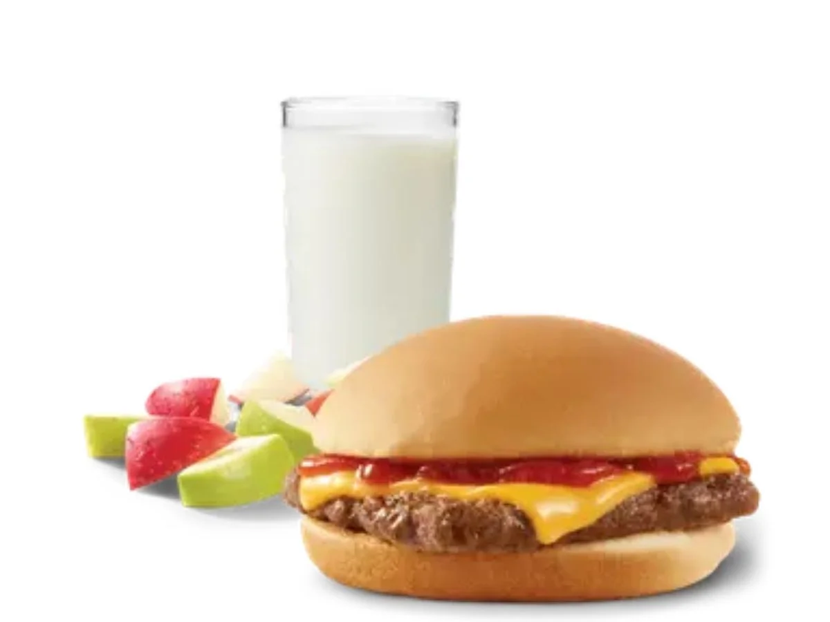 Wendy's mini kid cheeseburger slice of american cheese