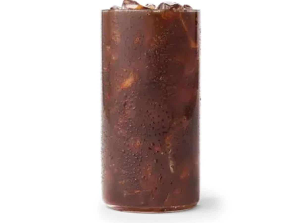 Chilled cup of Wendy's smooth slow-steeped regular cold brew coffee