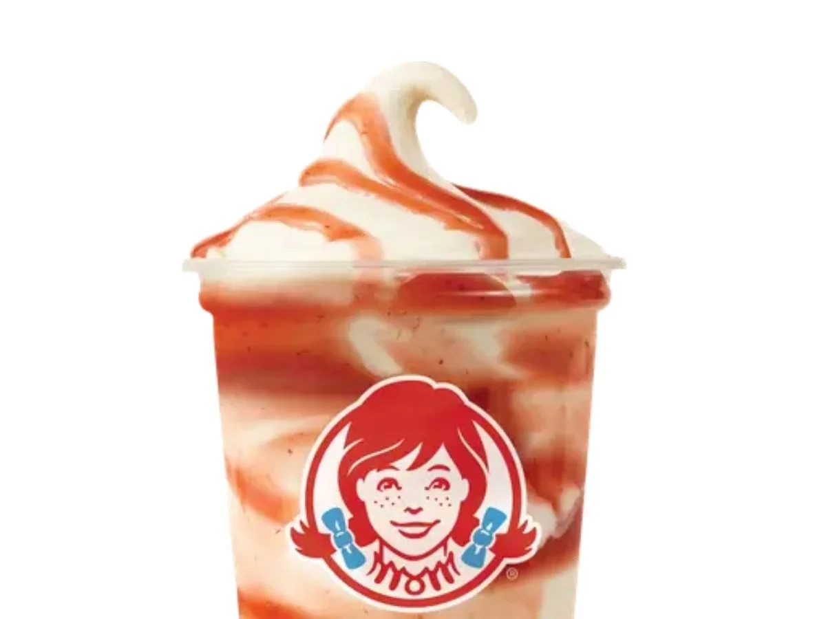 Wendy's Strawberry Vanilla Frosty Swirl bright summer fruit treats layout
