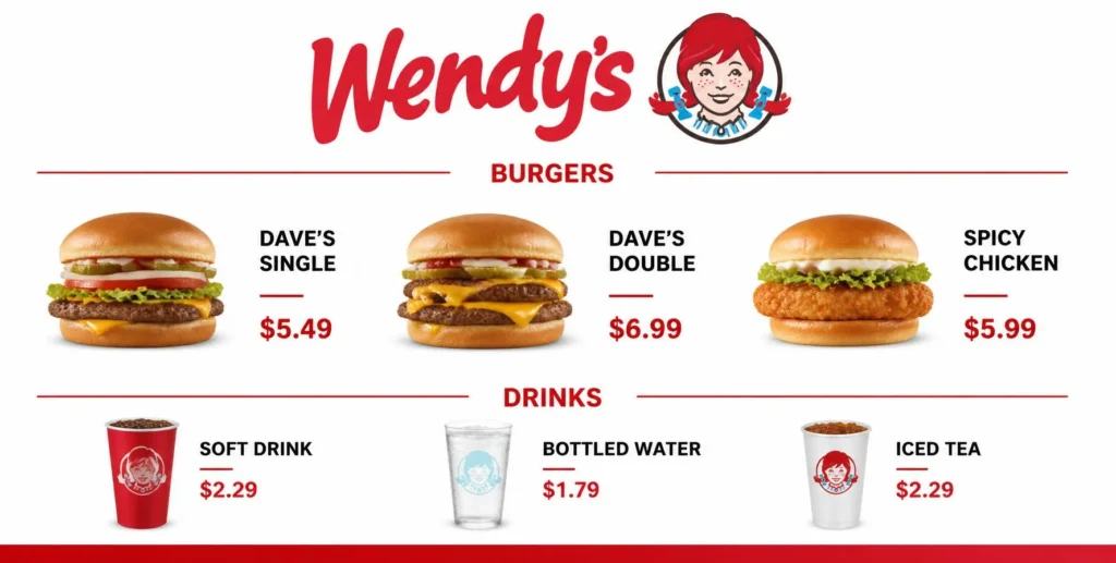 Explore Wendy’s Menu with updated prices, popular meals, combos, and food options