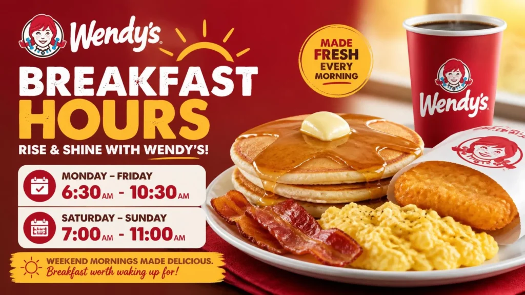 Fresh Wendys breakfast menu including croissant sandwiches, biscuits, and seasoned potatoes