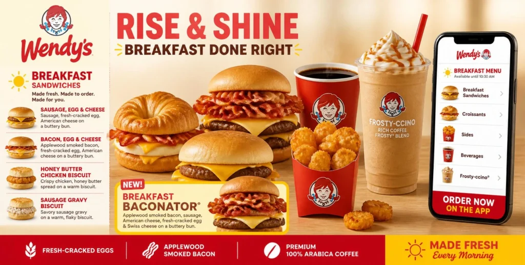 Fresh Wendy's breakfast menu items for 2026