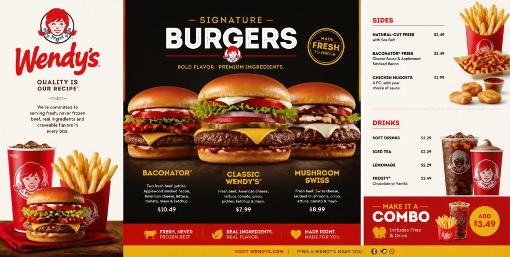 Wendy’s Menu 2026 guide with delicious meals, value combos, and breakfast choices