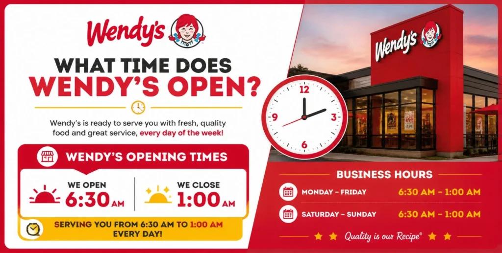 Wendy's opening hours today with restaurant start time