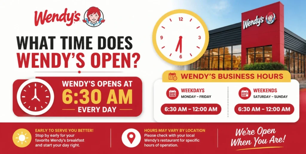 Wendy's opens at what time complete hours guide 2026