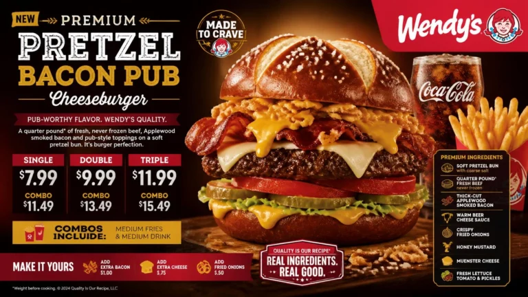 Wendy’s Pretzel Bacon Pub Cheeseburger review and menu guide
