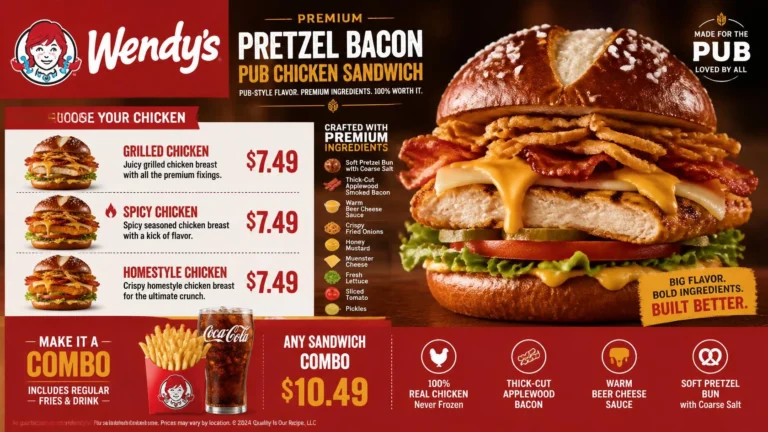 Wendy’s Pretzel Bacon Pub Chicken Sandwich 2026