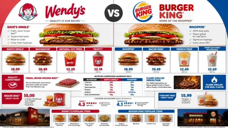 Wendy's vs Burger King menu comparison