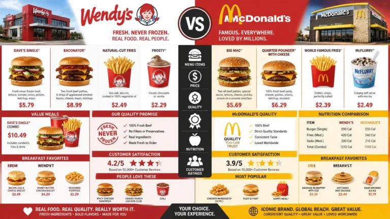 Wendy's vs McDonald's menu and burger comparison