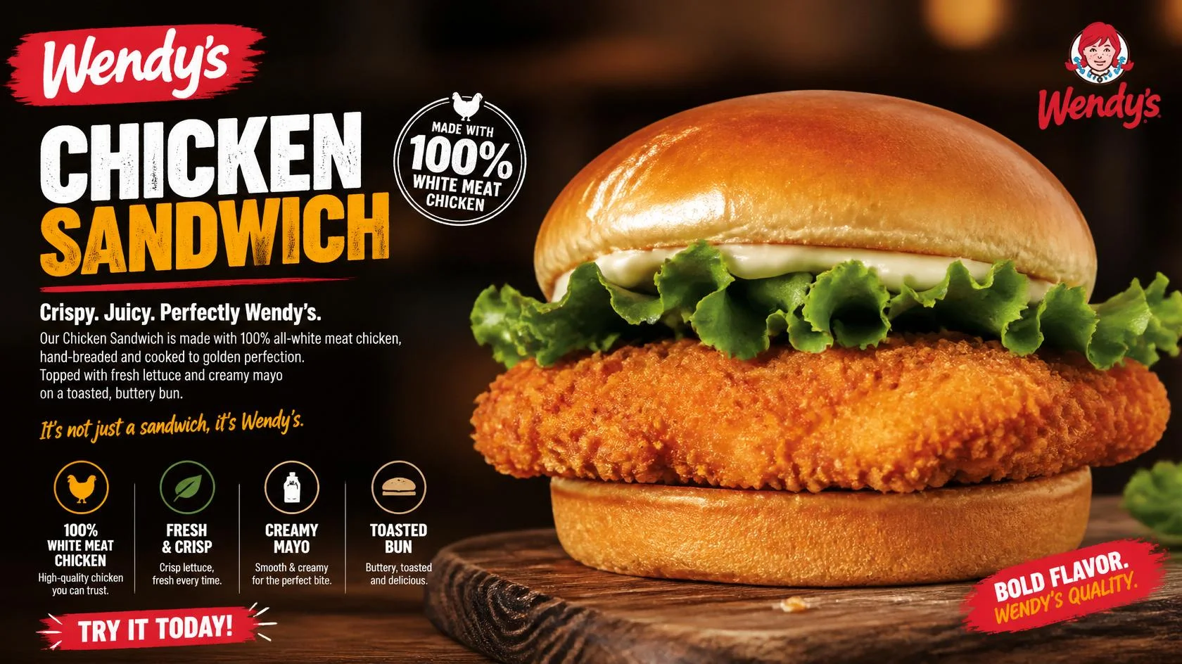 Wendys Chicken Sandwich menu with price, calories, ingredients, and nutrition guide