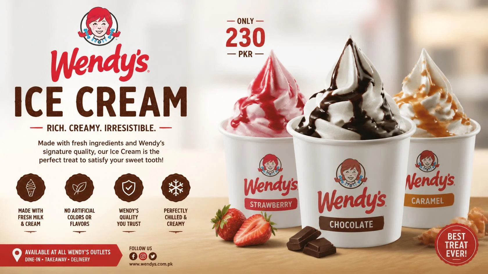 Wendys Frosty menu featuring chocolate and vanilla frozen desserts with 2026 prices and calories