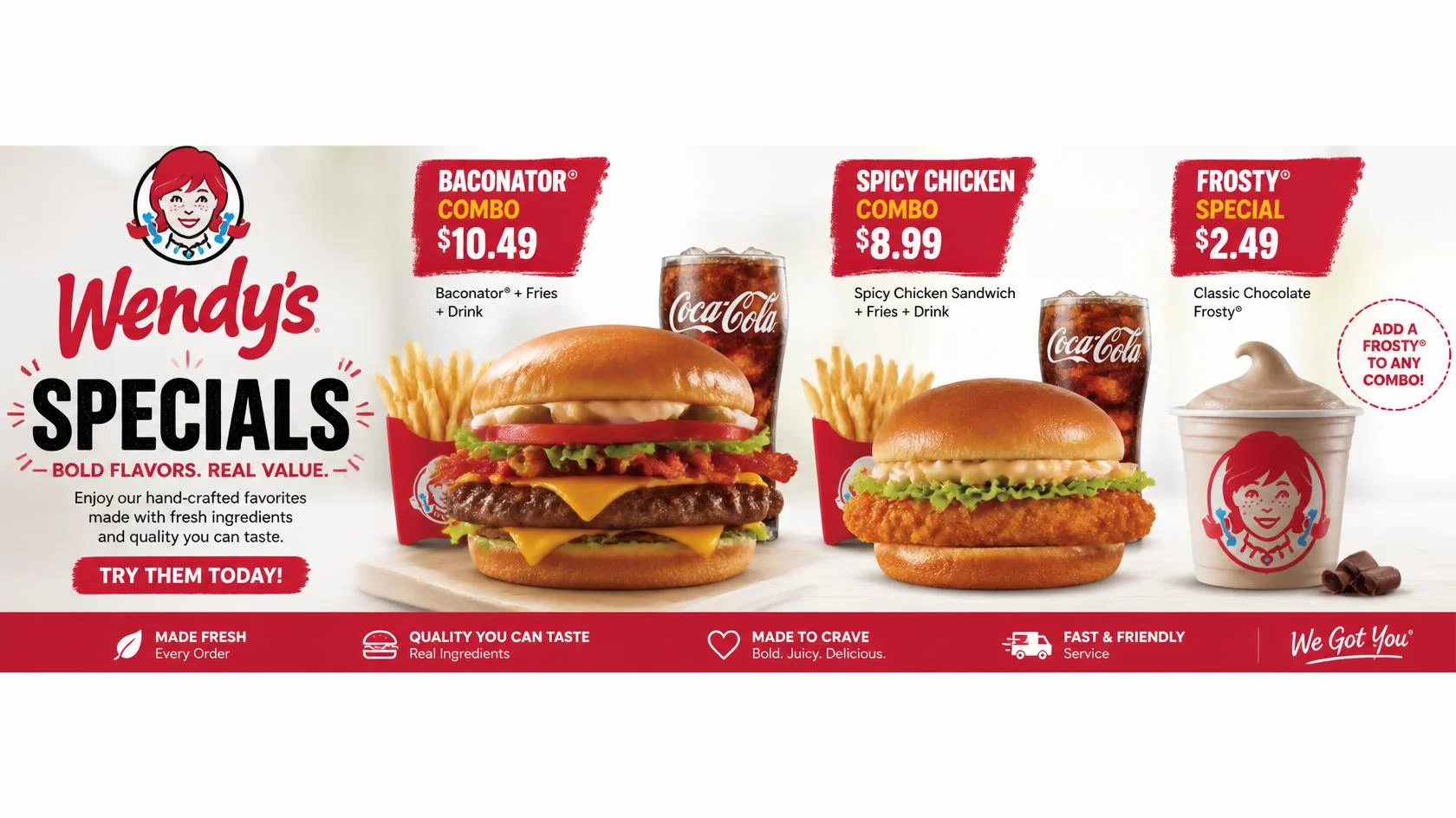 Wendys Specials Today featuring Biggie Deals, breakfast specials, and value menu for 2026