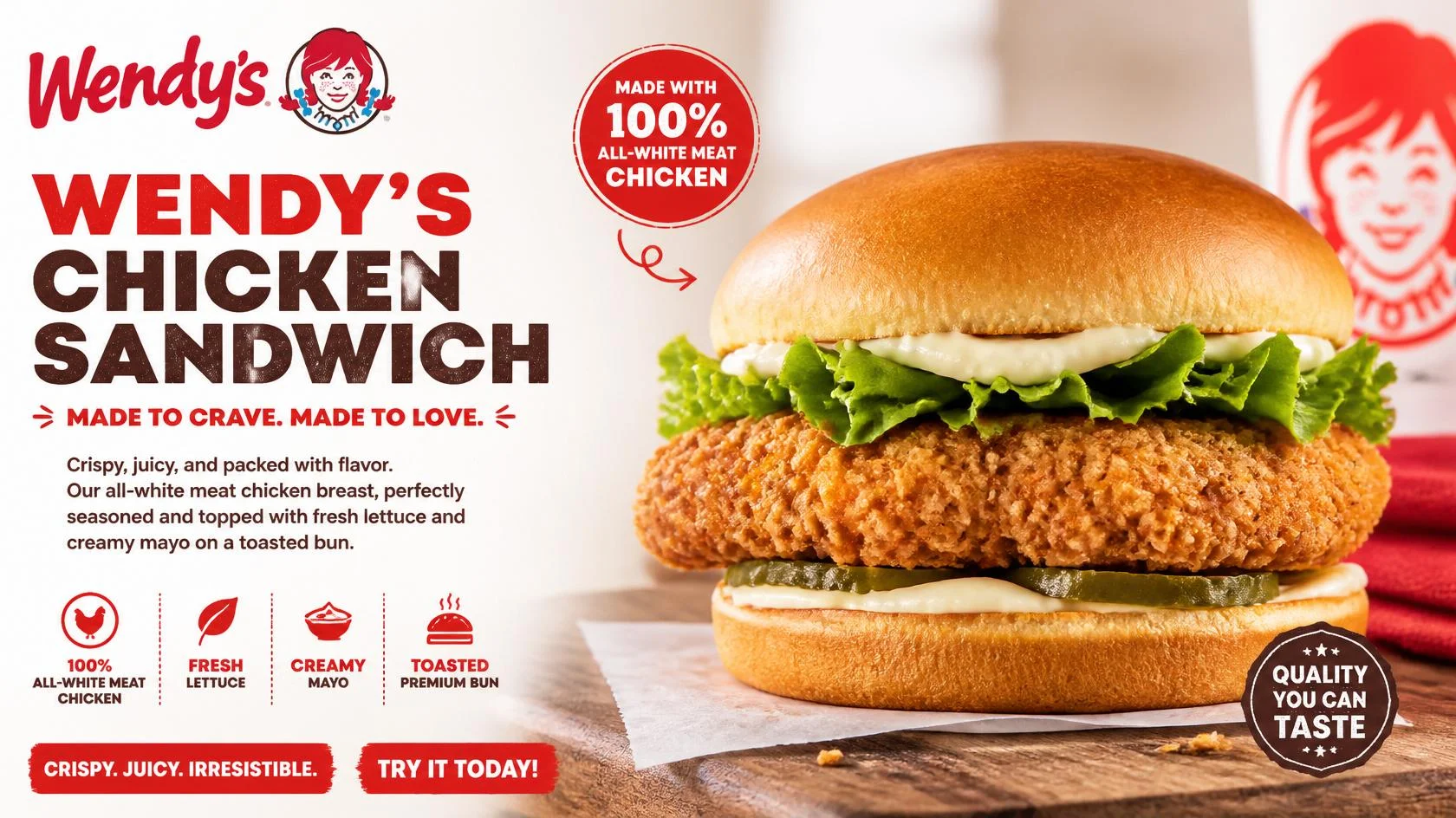 Wendys chicken sandwich menu guide with ingredients, nutrition, and value details
