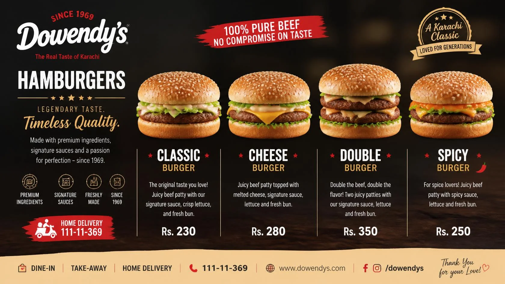 Wendys hamburger menu board displaying cheeseburgers, hamburgers, prices, and nutrition facts