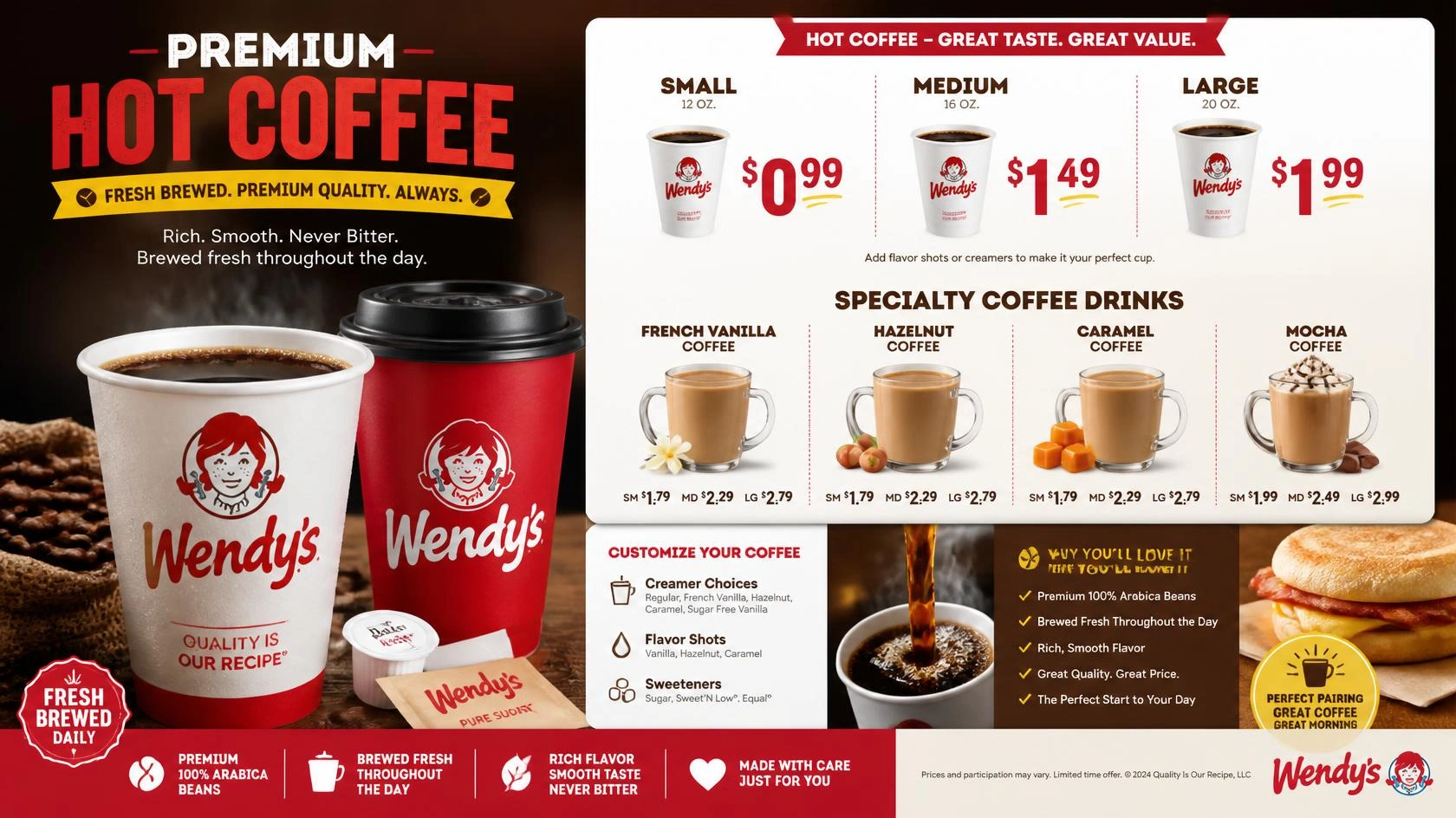 Wendy’s hot coffee in a fresh cup