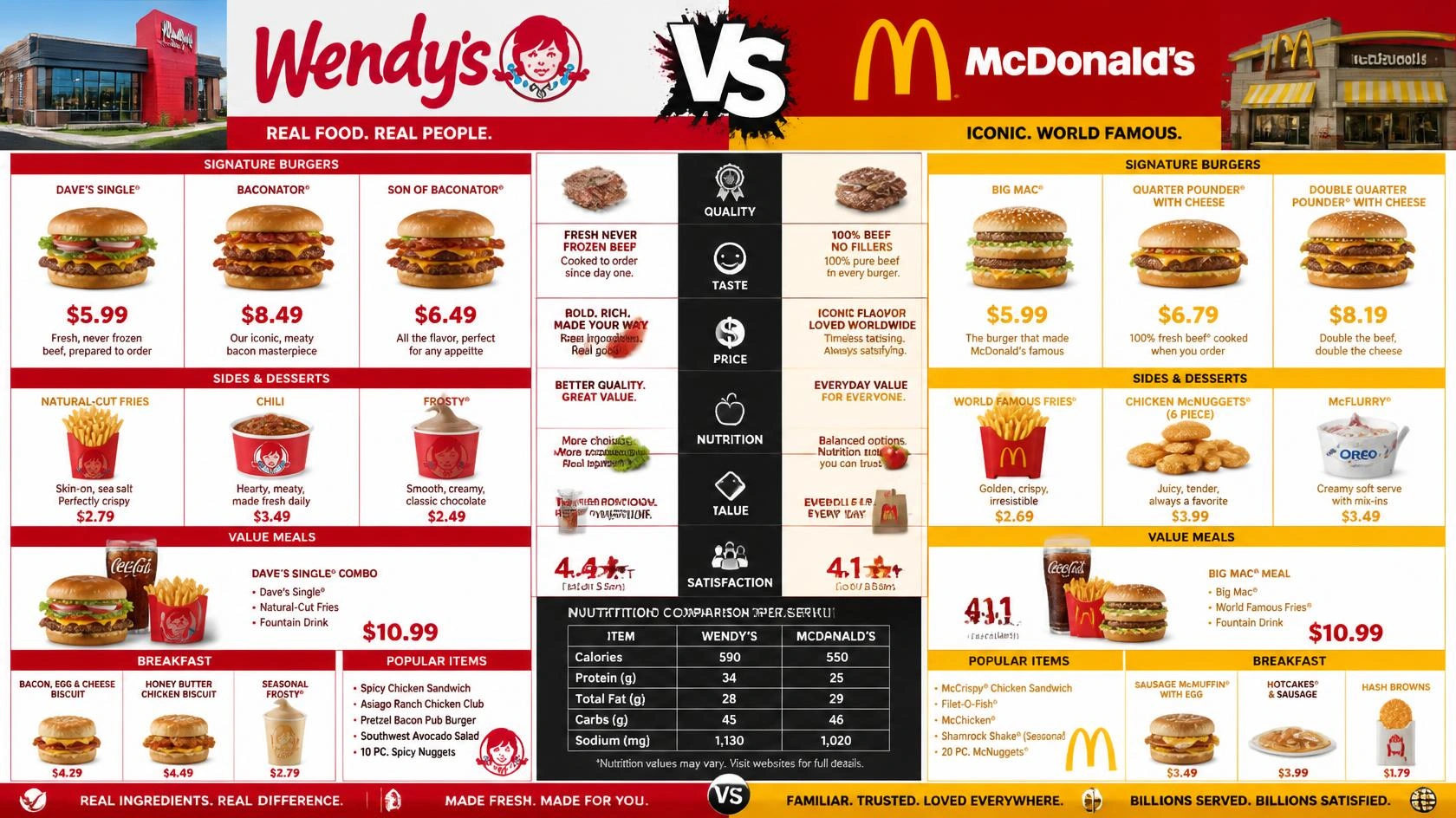 Wendy's vs McDonald's burger comparison